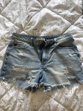 KanCan Light Blue Distressed Frayed Hem Denim Shorts